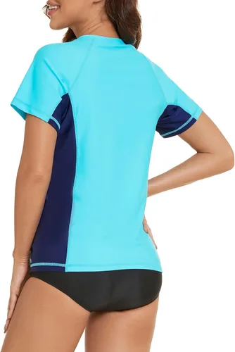 Vista 3 de Tournesol Women's Rash Guard Short Sleeve Swimsuit Swim Shirt UV Swimwear Tee Bathing Suit Tops only v Neck UPF50+