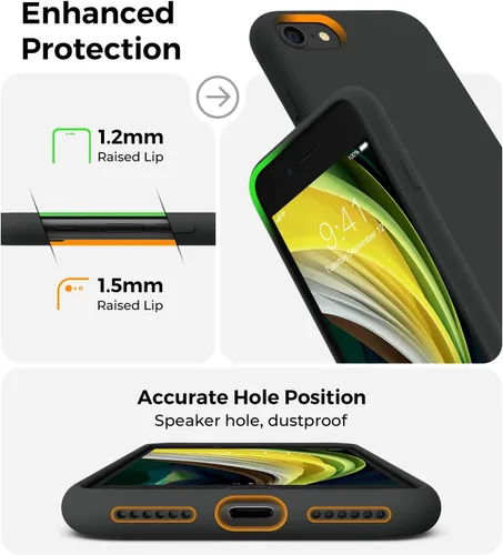 Vista 7 de AOTESIER Compatible con Funda para iPhone SE y Funda para iPhone 8 de 4.7 pulgadas, Tacto Sedoso Premium Goma de Silicona Líquida Suave Anti-Huellas