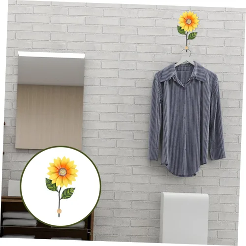 Vista 8 de Gancho colgante en forma de flor, gancho de pared de girasol para decoración del hogar, arte de pared de hierro decorativo para baño, dormitorio