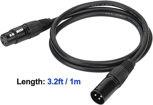 Vista 2 de Cable DMX de 3.2 pies / 1m, 10PCS 10 cables DMX de 3 pines, cables DMX, alambres DMX, DMX512 XLR macho a hembra, cable de señal de luz de escenario