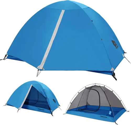 Vista 7 de Tienda de campaña para mochilero de 1/2 persona para camping, tienda de campaña ultraligera e impermeable, tienda de campaña compacta fácil