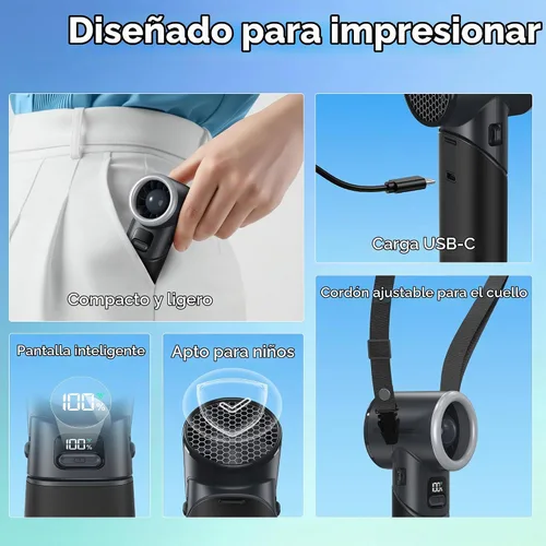 Vista 7 de AMACOOL Ventilador turbo portátil de mano, máximo 20 horas de tiempo de 2-Negro