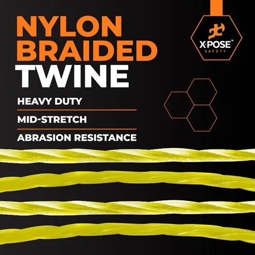 Vista 4 de Xpose Safety Green Mason Line String - Cuerda de nailon trenzado #18 - Línea de construcción duradera de 275 pies para herramientas de mampostería