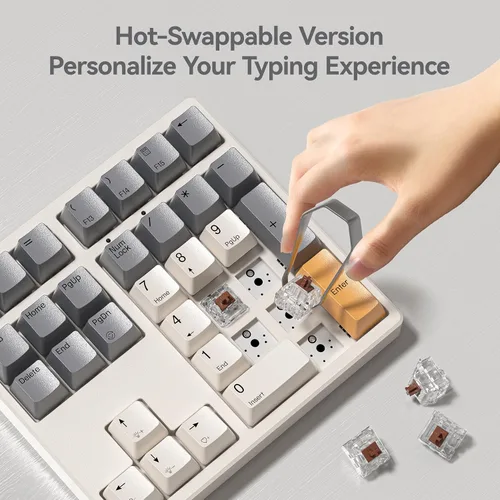 Vista 4 de Teclado numérico mecánico, teclado numérico USB con cable de 34 teclas, retroiluminado, blanco intercambiable en caliente, con teclas PBT