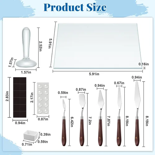 Vista 3 de Nuanchu 109 piezas de pintura de acuarela, losa Muller de vidrio, cuchillos de dibujo y medias sartenes de acuarela con rayas magnéticas para dibujo