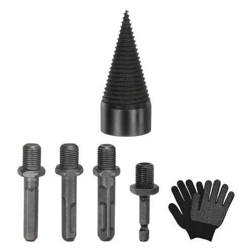 Vista 21 de M METERXITY Paquete de 1 broca divisora de madera de 1.260 in + 4 asas (cuadrada+redonda+vástago hexagonal+hexagonal pequeño) broca divisor de leña
