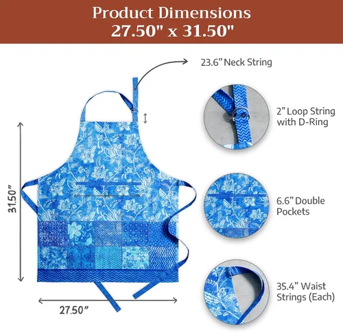Vista 730 de Maison d' Hermine Delantales para mujer con bolsillo, 100% algodón (27.50 x 31.50 pulgadas)