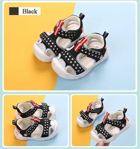 Vista 3 de Sandalias de verano para niños pequeños, sandalias deportivas para niños, puntera cerrada, correa atlética, zapatos de agua para playa