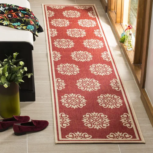 Vista 8 de SAFAVIEH Alfombra lavable al aire libre Linden Collection – 6 pies 7 pulgadas, cuadrada, aguamarina y crema, no desprende pelusa y fácil de limpiar