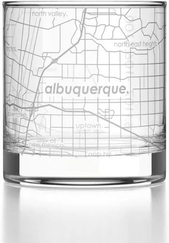 Vista 84 de Well Told Vaso de rocas grabado con mapa de Akron, Ohio, cristalería estilo antiguo (325ml, transparente) Vaso de bourbon grabado, regalos