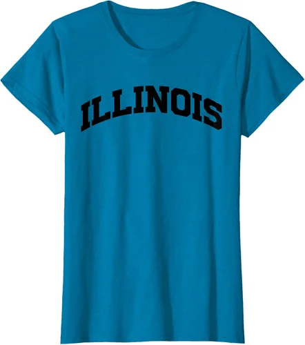 Vista 84 de Illinois Gift - Camiseta de diseño deportivo con texto universitario, gris, S