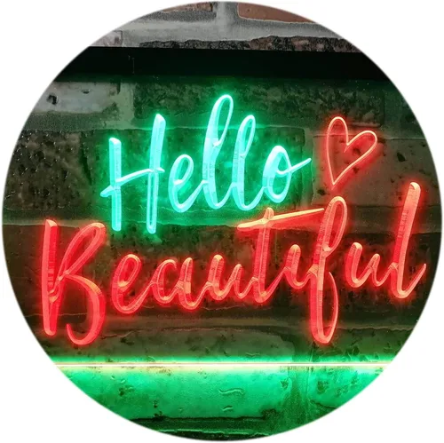 Vista 10 de ADVPRO Hello Beautiful Battling Cancers Support - Letrero de neón LED de doble color, azul y rojo, 12 x 8.5 pulgadas, st6s32-i1177-br azul y Red