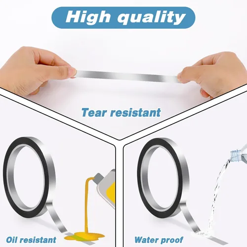 Vista 6 de KALIONE Cinta metálica plateada, 2 rollos de cinta de película de poliéster metalizado Mylar metalizada, 3/8 pulgadas x 55 yardas, cinta metálica