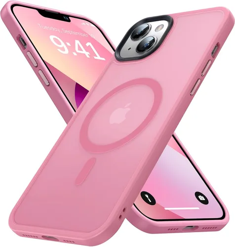 Vista 12 de Funda magnética para iPhone 13 y iPhone 14 para MagSafe [protección de grado militar de 10 pies], delgada, translúcida mate con borde de silicona