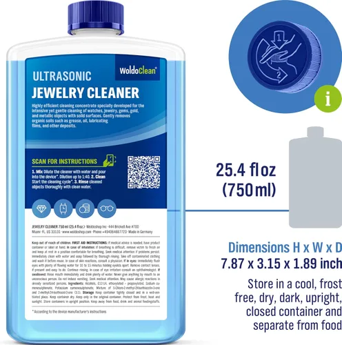 Vista 8 de WoldoClean Solución ultrasónica para limpiar joyas - Concentrado líquido