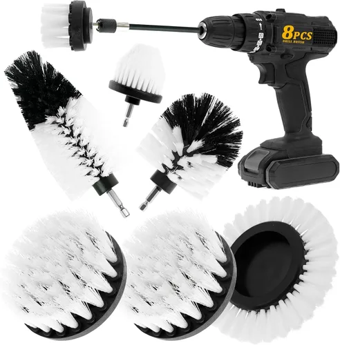 Vista 9 de Juego de 8 piezas de accesorios para cepillo de taladro, kit de cepillo de limpieza de potencia con accesorio largo extendido, cepillos de taladro