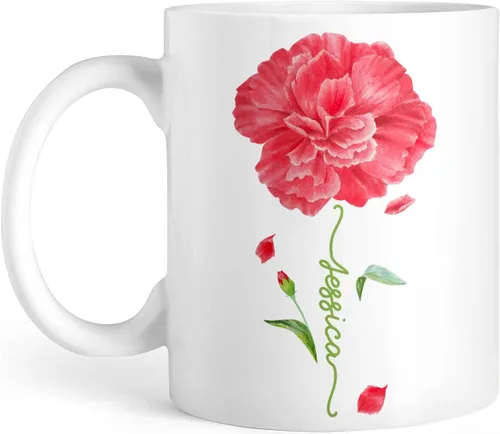 Vista 8 de CUBICER Tazas de café personalizadas, diseño de lirio, nombre personalizado, tazas de cerámica blanca, taza de viaje grande, vaso para beber, Lirio