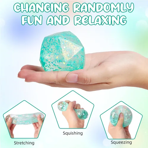 Vista 2 de Cubo de estrés Squishy Bolas de estrés para adultos y niños, bola antiestrés de azúcar blanda de hielo, juguetes sensoriales antiestrés de elevación