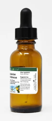 Vista 2 de Terravita Extracto líquido de glicerita de valeriana e hibisco (1:5) - sabor a menta (1 oz, ZIN: 523150)