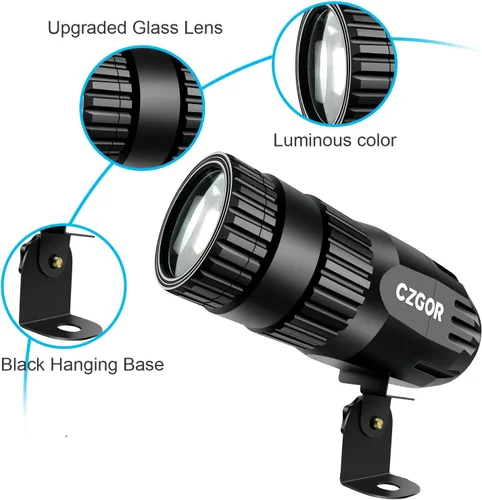 Vista 6 de Luz LED Pinspot, Foco para Bola de Discoteca 15W RGBW 4 en 1 Luces de Bola de Espejo con Control Remoto Luz LED Pin Spot Súper Brillante
