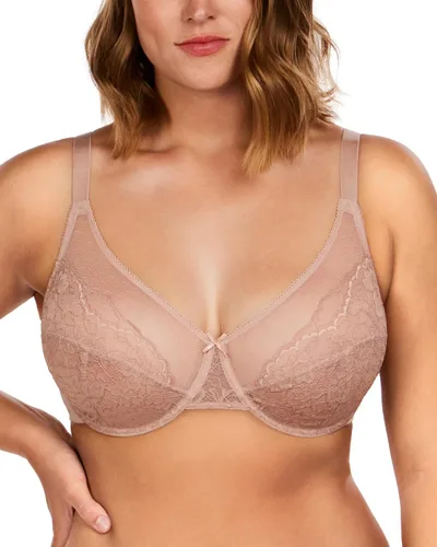 Vista 21 de HSIA Sujetadores minimizadores para mujer Enchante Lace Underwire Bra para Beige almendra