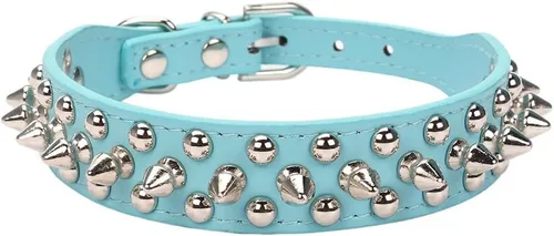 Vista 16 de Collar ajustable de piel sintética con remaches de clavos para gatos, cachorros y perros.