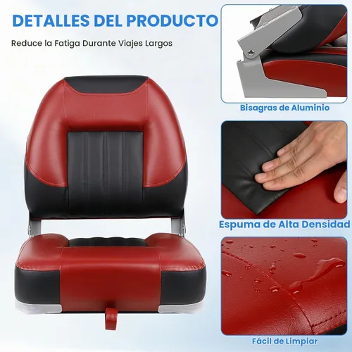 Vista 2 de XGEAR Asiento de barco de lujo con respaldo bajo/alto, asiento plegable para barco de pesca
