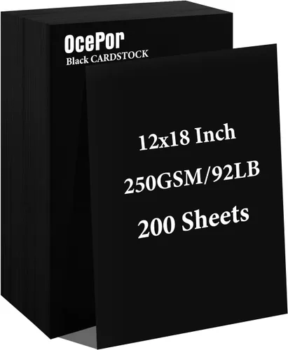 Vista 15 de OcePor 100 hojas de cartulina negra de 8.5 x 11 pulgadas, cartulina negra de 92 libras/250gsm, papel grueso de cartulina, papel pesado de cartulina