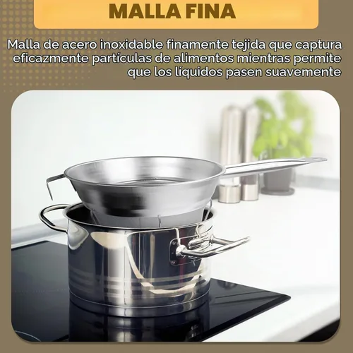 Vista 4 de 10" colador chinois, tamiz cónico de caldo de malla fina de acero inoxidable 18/8