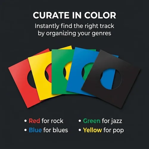 Vista 2 de Fundas para discos de vinilo de 45 rpm – 7 pulgadas, protección sin ácidos, cubiertas de papel multicolor para discos individuales de 7 pulgadas
