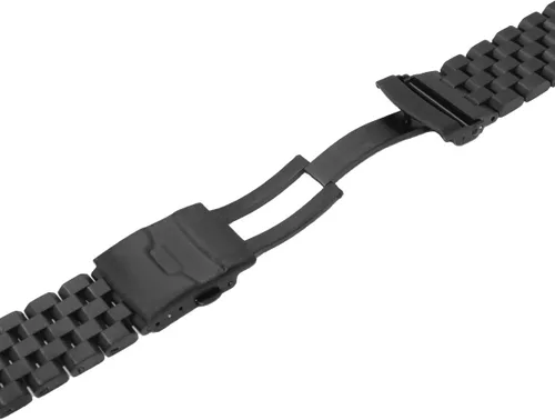 Vista 5 de Correa de reloj de acero inoxidable de 0.866in para hombres y mujeres, con cepillo de ingeniero negro, con tornillo de doble bloqueo, cierre