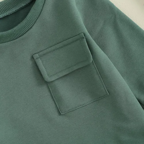 Vista 42 de Kuriozud Conjunto de 2 piezas de sudadera con cuello redondo y pantalones deportivos para niños pequeños para otoño e invierno