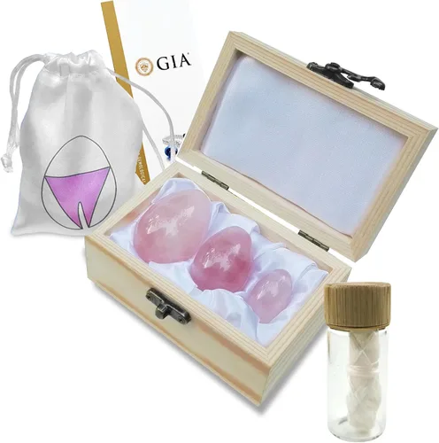 Vista 9 de Sacred Weapon Huevo Kegel de cuarzo rosa certificado GIA - Ejercitador de suelo pélvico para mujeres Soporte para menopausia, posparto y prolapso