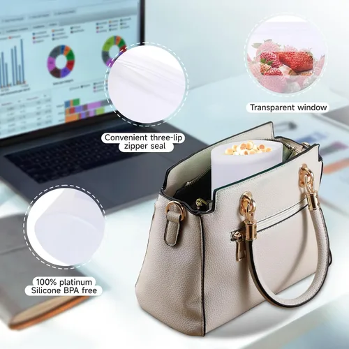 Vista 4 de Bolsas de almacenamiento de silicona reutilizables aptas para lavavajillas, microondas, bolsas de silicona sin BPA, bolsas reutilizables