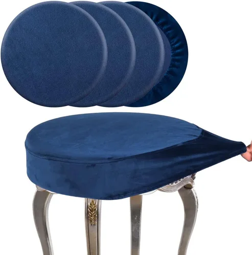 Vista 9 de SINOSSO Juego de 4 fundas redondas para banco de tocador, de diámetro (13 a 15.5 pulgadas), terciopelo súper suave, elásticas, lavables, protector
