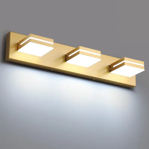 Vista 70 de SineRise - Moderna lámpara LED para tocador de baño (2 luces, 39.4 cm, regulable), iluminación de pared de baño moderna de acrílico cepillado sobre