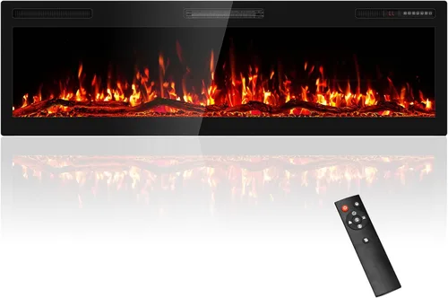 Vista 20 de Chimenea eléctrica ultrafina de 40" empotrada montada en la pared