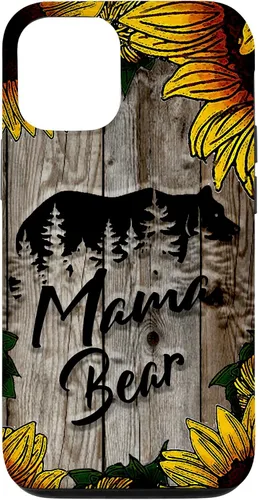 Vista 26 de Funda de regalo para el día de la madre con diseño de girasol de madera rústica para iPhone 16 Mama Bear