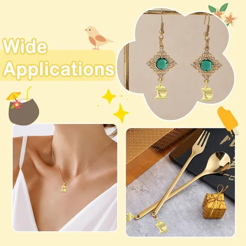Vista 7 de Stiesy Dijes de latón dorado para hacer joyas, colgantes a granel para collares, pulseras, aretes, manualidades, Vidrio, Sin piedra preciosa