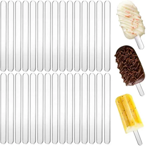 Vista 7 de Palitos acrílicos de 4.5 pulgadas, 50 palitos de helado de espejo reutilizables, palitos de hielo dorados para fiestas, festivales y bricolaje