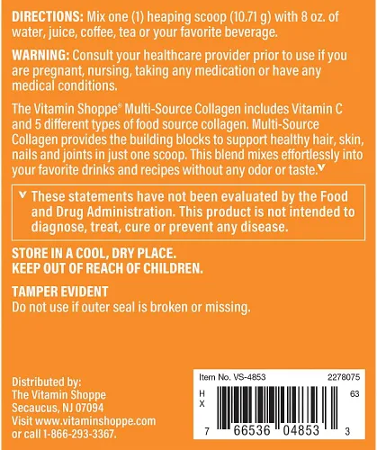 Vista 3 de The Vitamin Shoppe Colágeno: elasticidad de la piel, salud de las articulaciones y apoyo para el cabello, colágeno hidrolizado