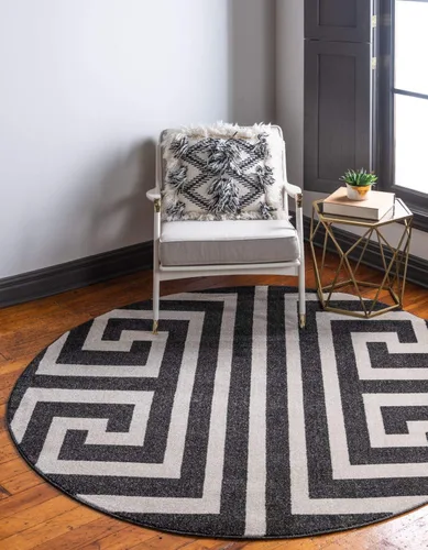 Vista 28 de Unique Loom Athens Collection - Alfombra clásica geométrica moderna con diseño de bordes, 3 pies 3 pulgadas x 5 pies 3 pulgadas, negro/beige negro