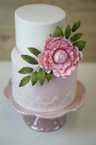 Vista 2 de Global Sugar Art y el chef Alan Tetreault - Flores de pasta de goma para pasteles - Decoración de peonía rosa para tartas - Hecho a mano - 1 unidad