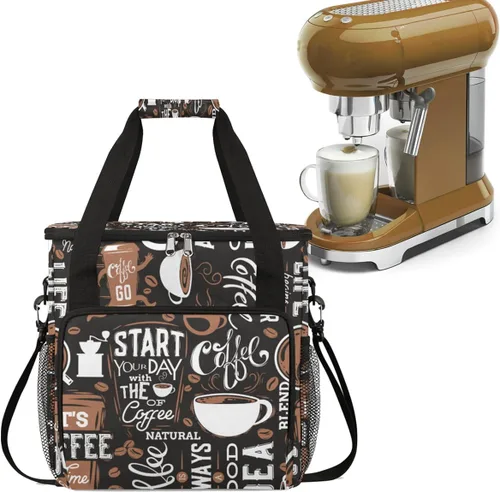 Vista 28 de Bolsa para cafetera compatible con K-Mini o K-Mini Plus Coffee Cup Pattern1 Coffees Machine Travel Storage Tote Bag Compatible Portable Single