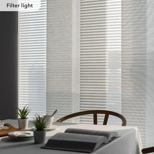 Vista 5 de paneles ajustables de cortina deslizante para divisores de habitación colgantes, cortina vertical para ventanas y puertas, riel extensible de 45.8 a