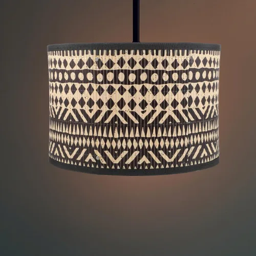 Vista 6 de DOITOOL Pantalla de lámpara de bambú bohemia de 12 pulgadas, repuesto de cubierta de tambor impresa para lámparas de mesa, lámpara de piso