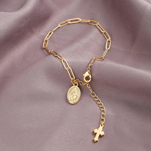 Vista 6 de Delicada pulsera de cadena ovalada de oro de 18 quilates con eslabones ajustables, hecha a mano para mujer, pulsera de cadena de clip para mujer