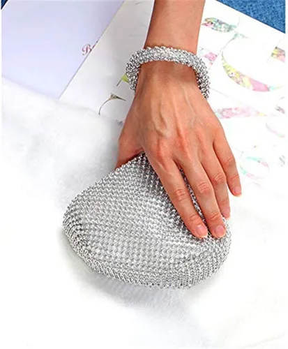 Vista 6 de ELEOPTION - Bolso de mano para mujer, diseño triangular, ideal para fiestas o graduaciones, Plateado