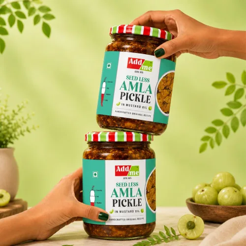 Vista 7 de Add me Hecho en casa Amla Pickle sin semillas Amla Ka Achar - 500gm tarro de cristal