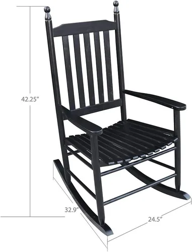 Vista 2 de ZSQ Mecedora, silla mecedora de madera para porche Durabe para exteriores e interiores (negro)